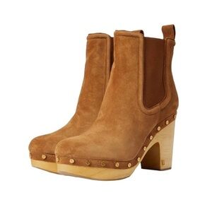 NWT Veronica Beard Decker Studded Suede Clog Ankle Boots in Hazelwood